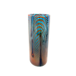 Vase Kammzug-Technik rot-blau