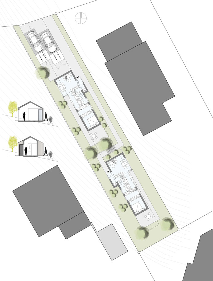 Lageplan mit Grundriss, Modulhäuser Wilnsdorf-Oberdielfen