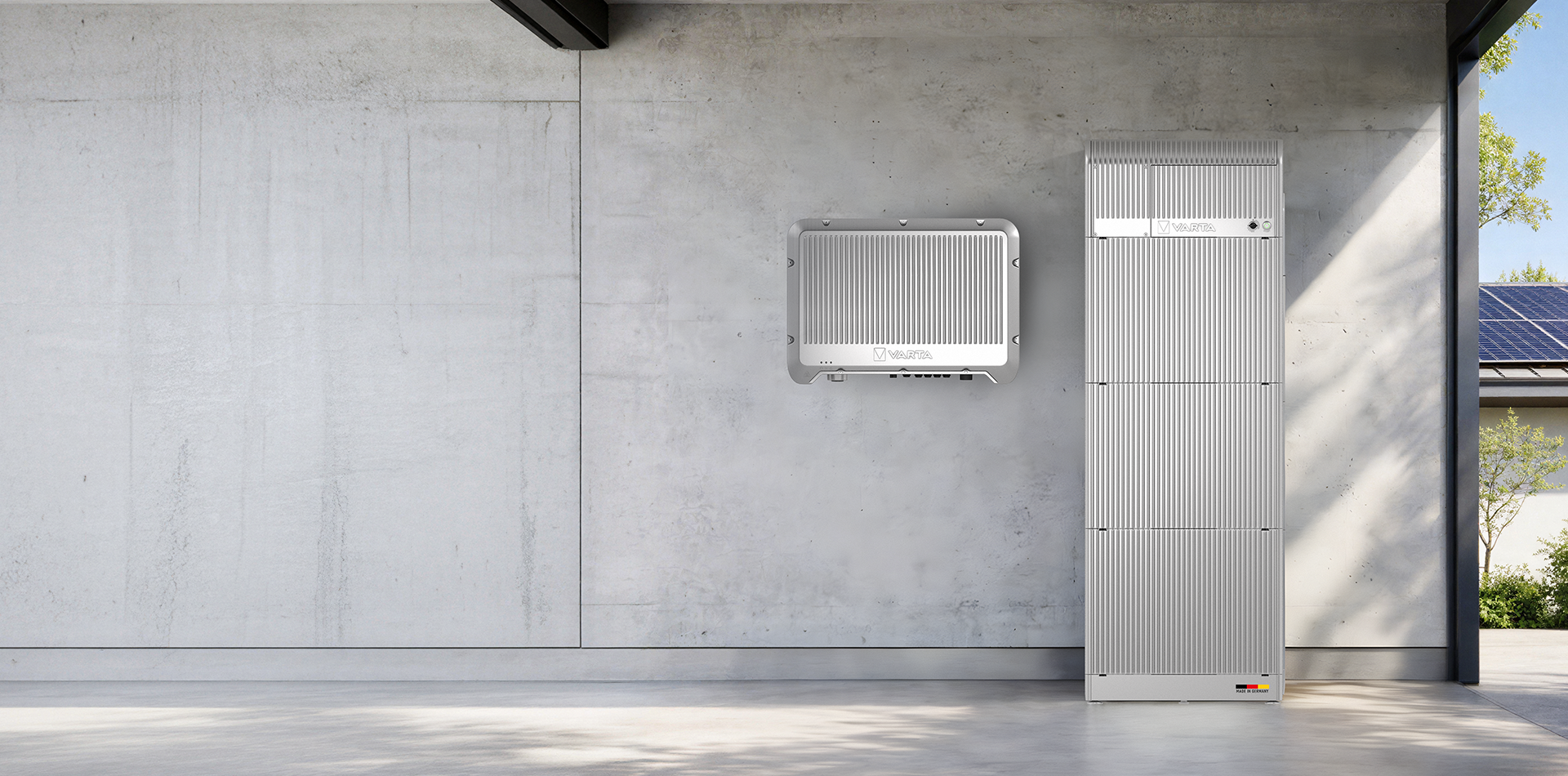 VARTA.hybrid.wall – Gesamtsystem aus Wechselrichter, Hochvoltspeicher und