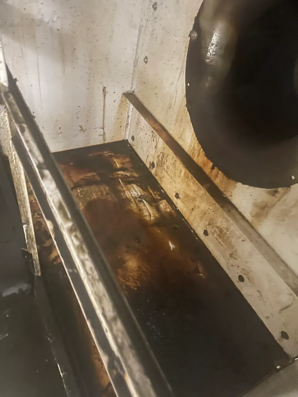 Contaminated workspace before cleaning