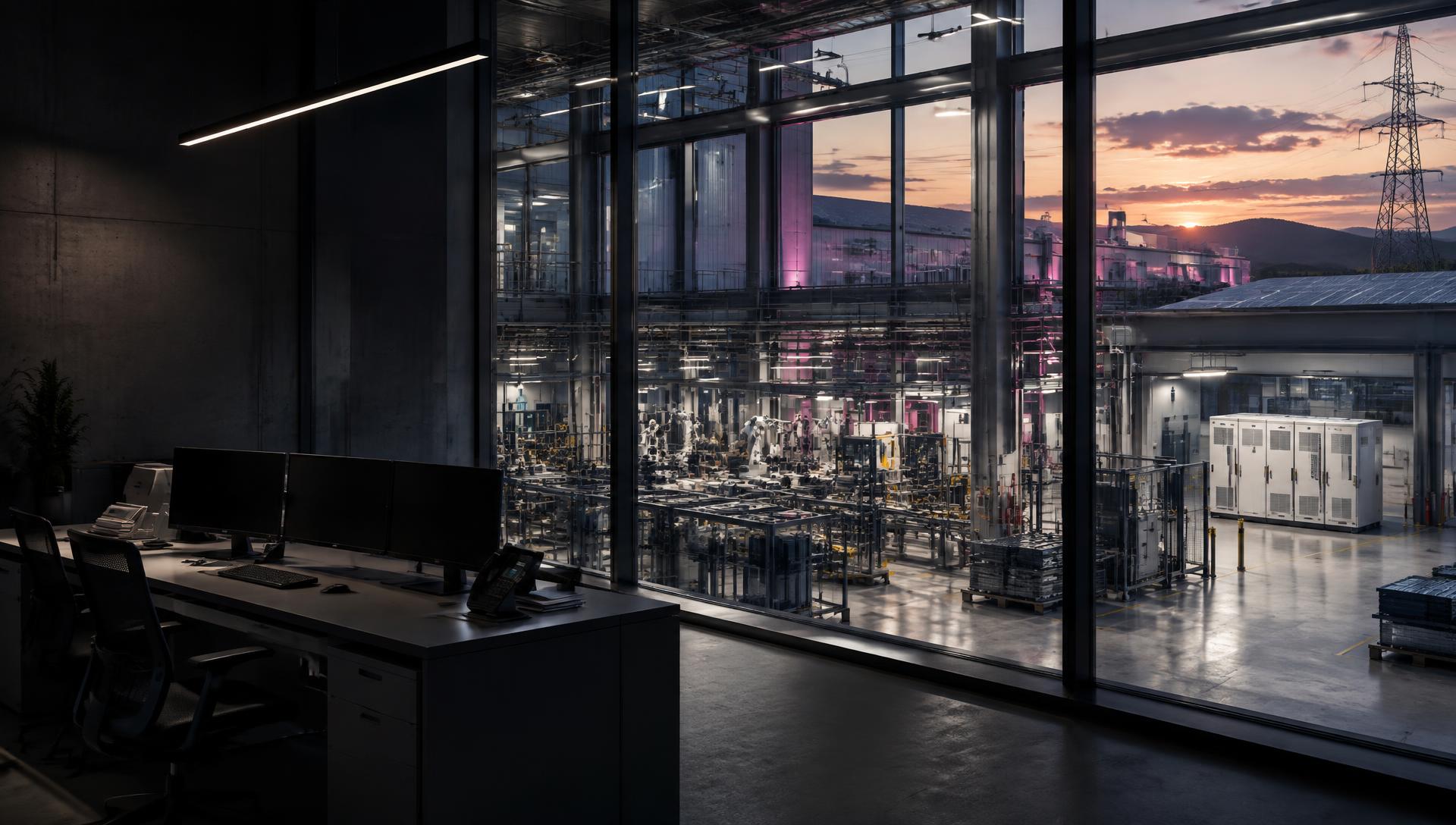 Industrielle Produktion mit Energieinfrastruktur und Batteriespeicher