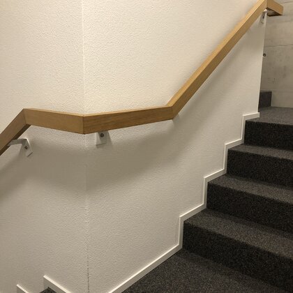 Holzhandlauf Eiche mit einbrennlackierten Stahlkonsolen