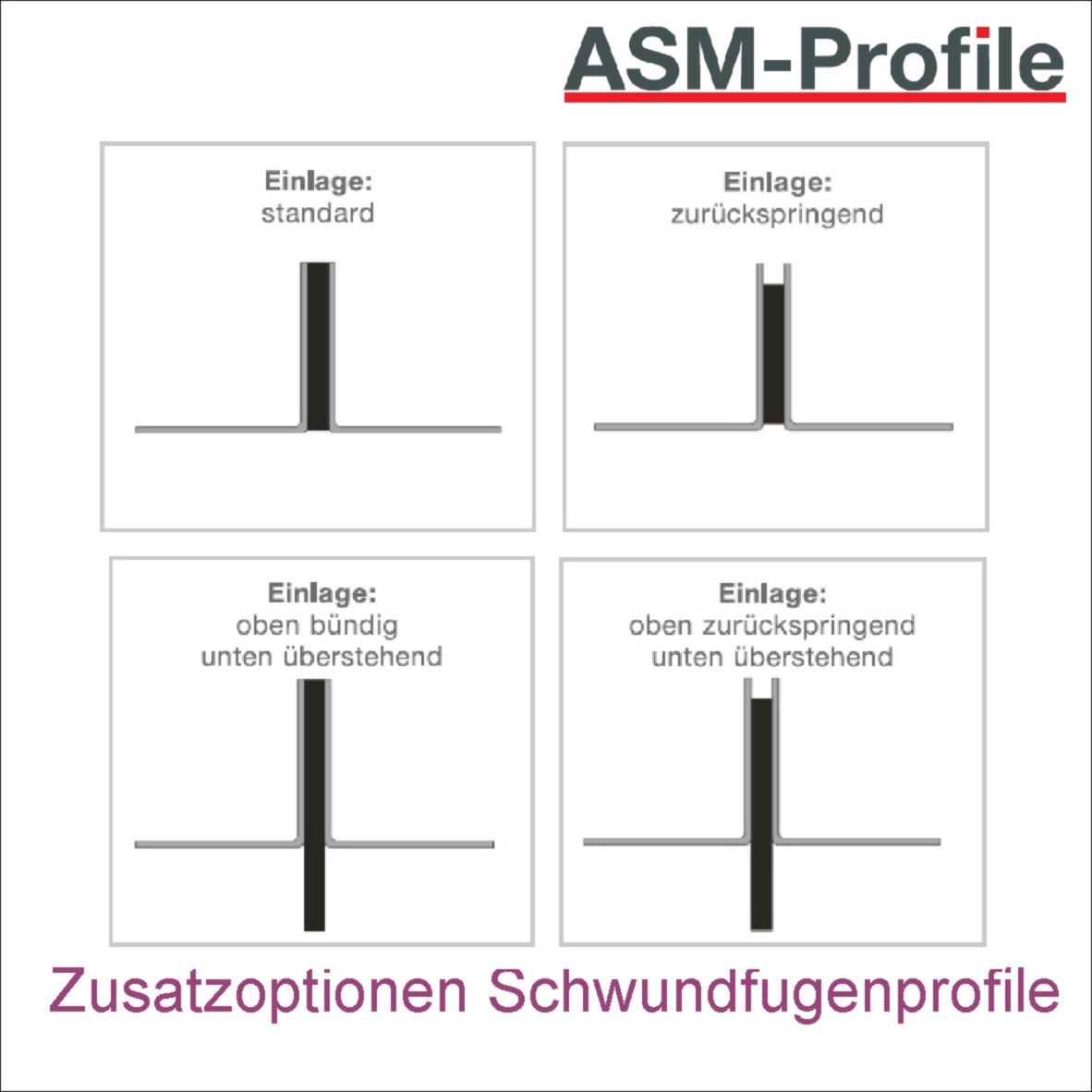 Schwundfugenprofile Zusatzoptionen