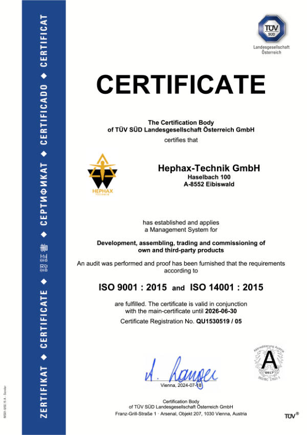 Zertifikat ISO 9001 / ISO 14001