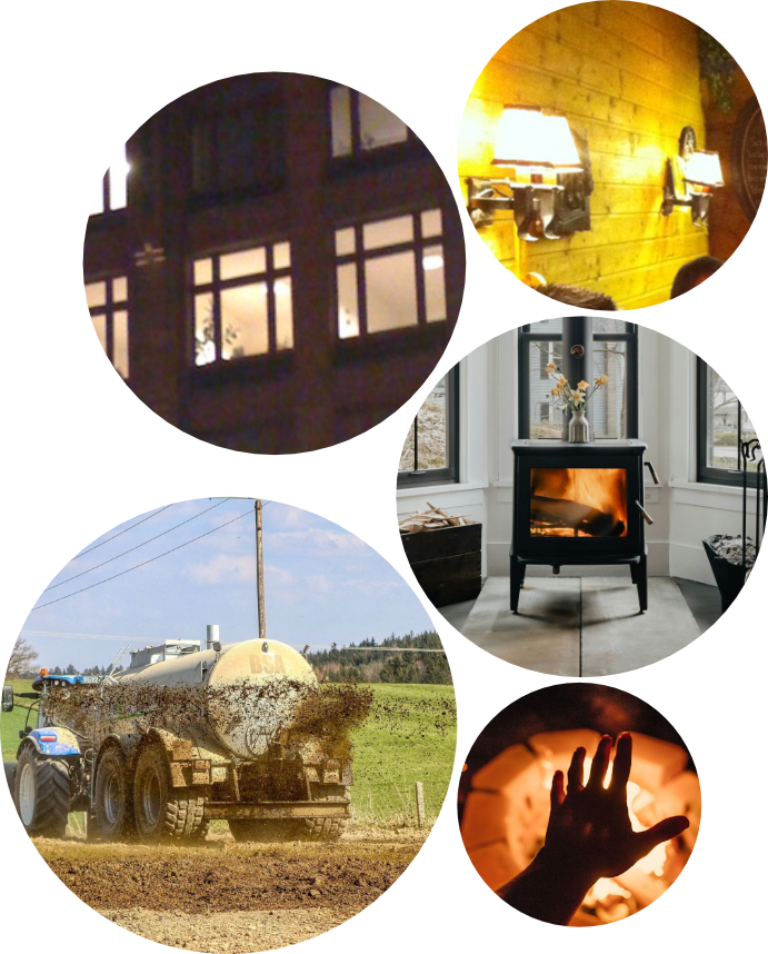 Anlagenschema: Output Strom, Wärme, Dünger
