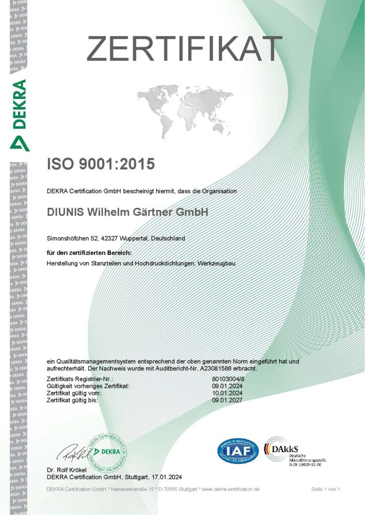 DIN EN ISO 9001 Zertifikat