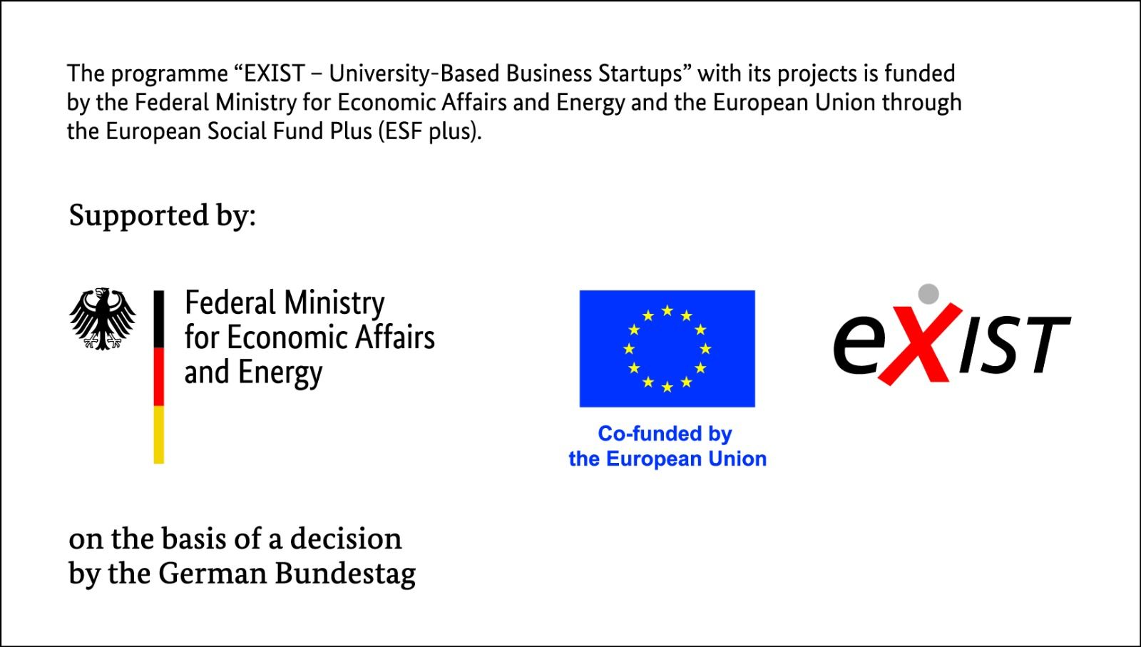 EXIST-Gründungsstipendium (BMWi) mit EU-Kofinanzierung