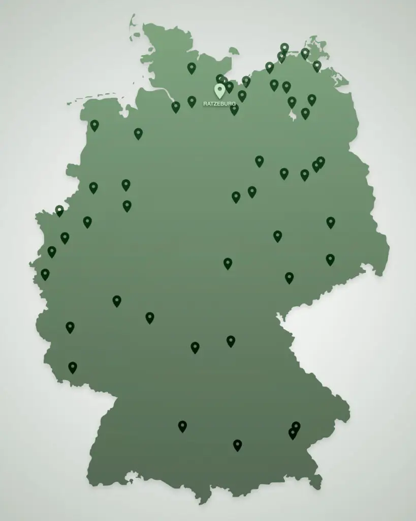 Deutschlandkarte mit Service-Stationen von SI Vacuum