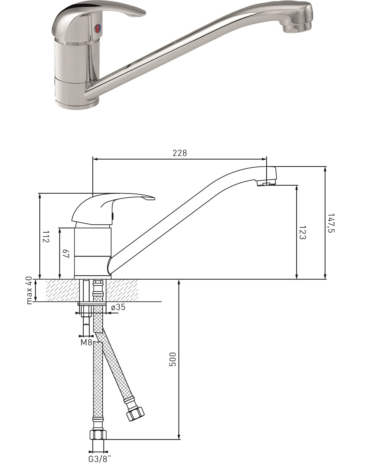 Spültisch-Einhandmischer MS vc DN 15