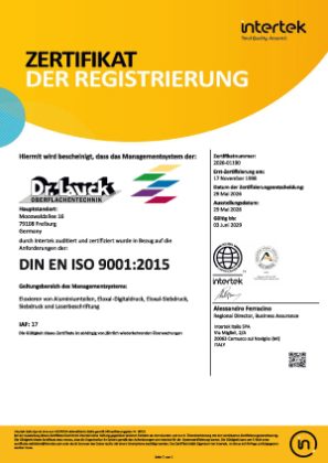 Zertifikat DIN EN ISO 9001:2015 (2026–2029)