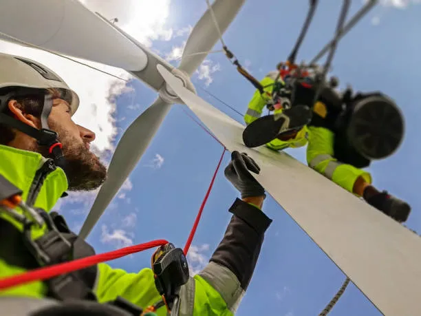 Wartung per Seilzugtechnik an Windkraftanlagen