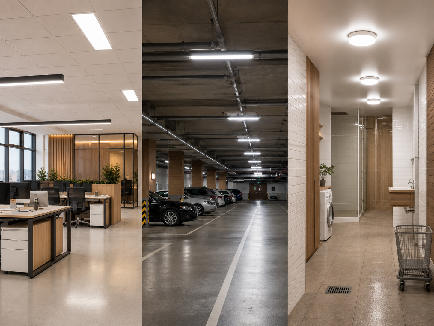 Beleuchtung für Büro, Parkhaus und Feuchtraum