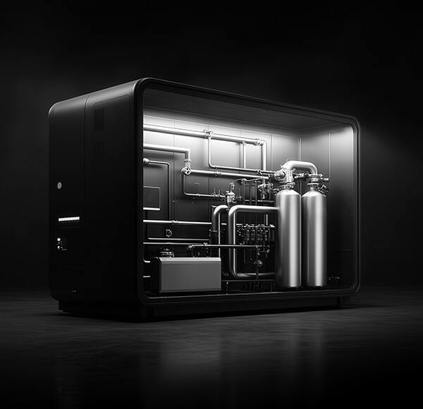Wasserstoffcontainer mit Prüftechnik