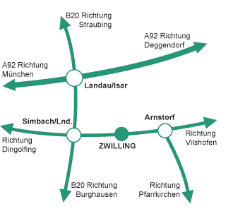 Wegskizze zum Standort Arnstorf