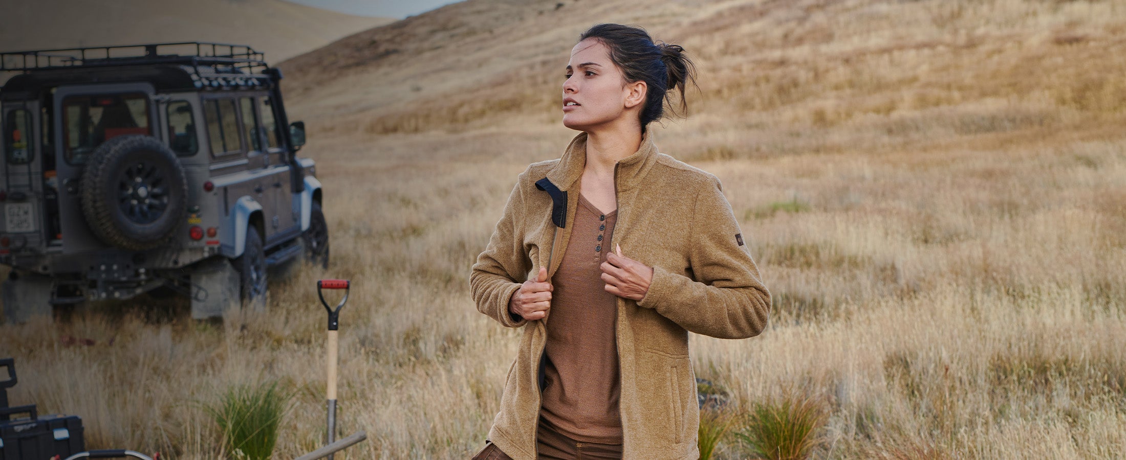 Fleecejacke e.s.vintage in sepia melange
