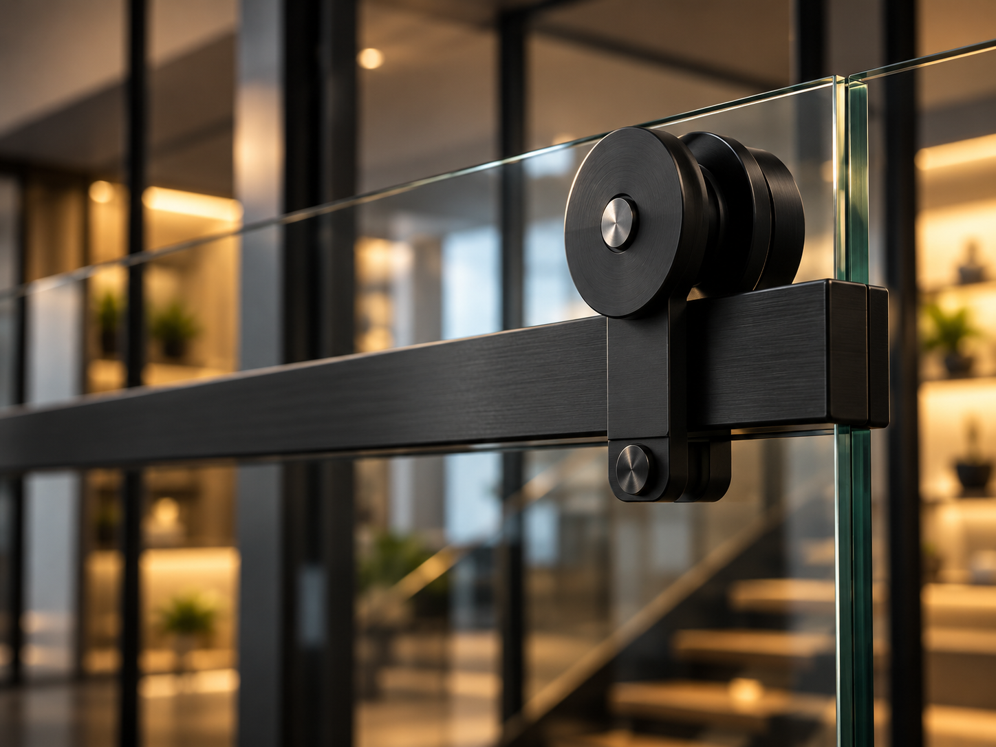 Glasschiebetür mit Rollensystem