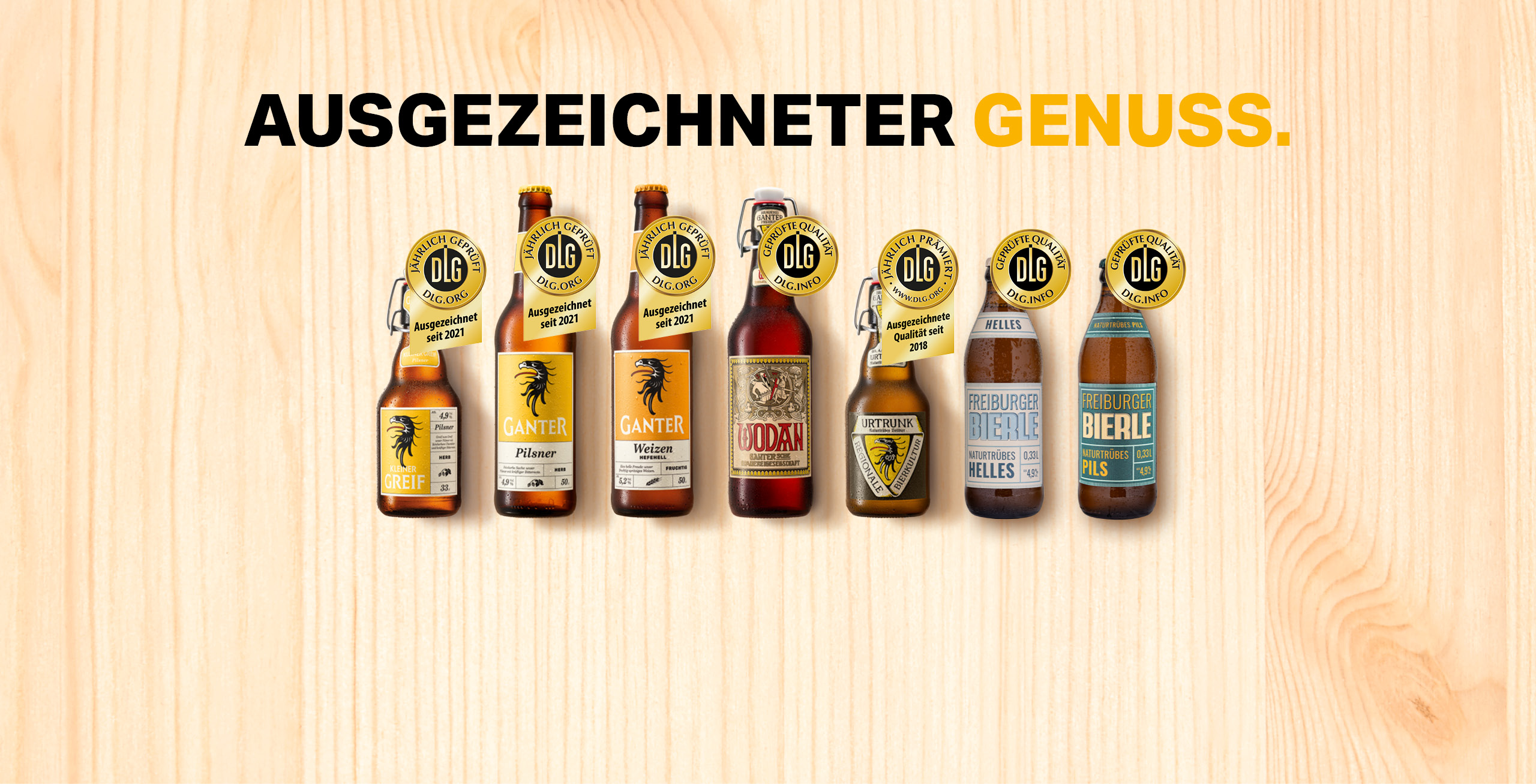 2026 von der DLG ausgezeichnete Biere der Brauerei GANTER