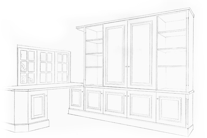 Planungszeichnung Arbeitszimmer