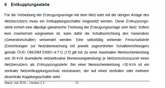 Normauszug aus der OVE E 8101