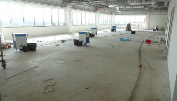 Building drying of a large construction site