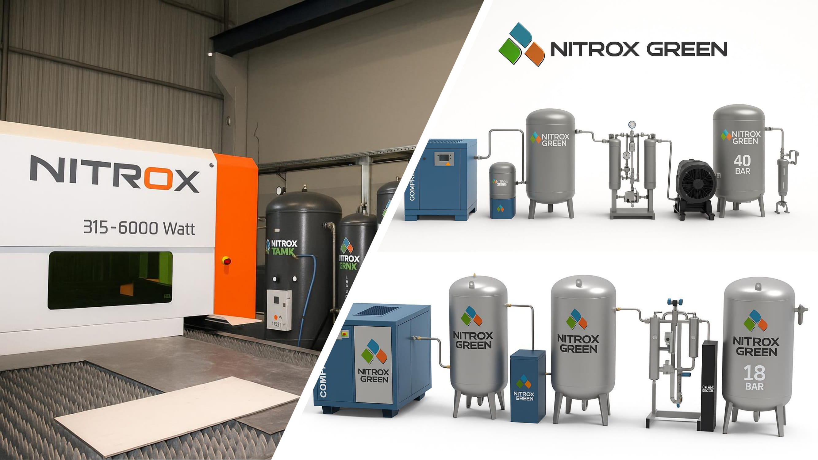 Compressed air system for laser cutting