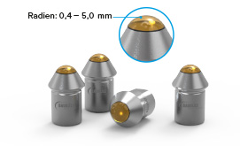 Druck- und Glättdiamanten mit Radien 0,4–5,0 mm