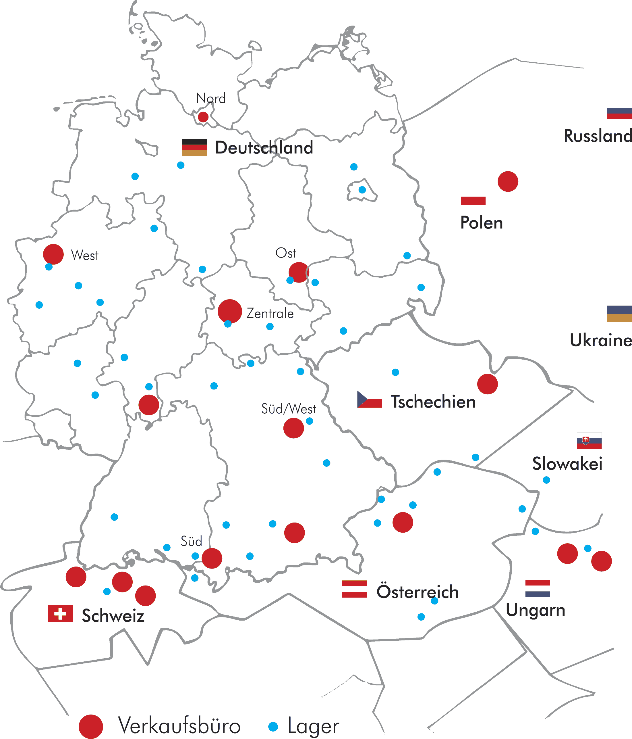 Standortkarte der WIS in Europa