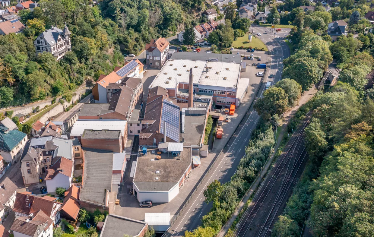 Gelände aus der Luft mit Blick auf die Walzerei