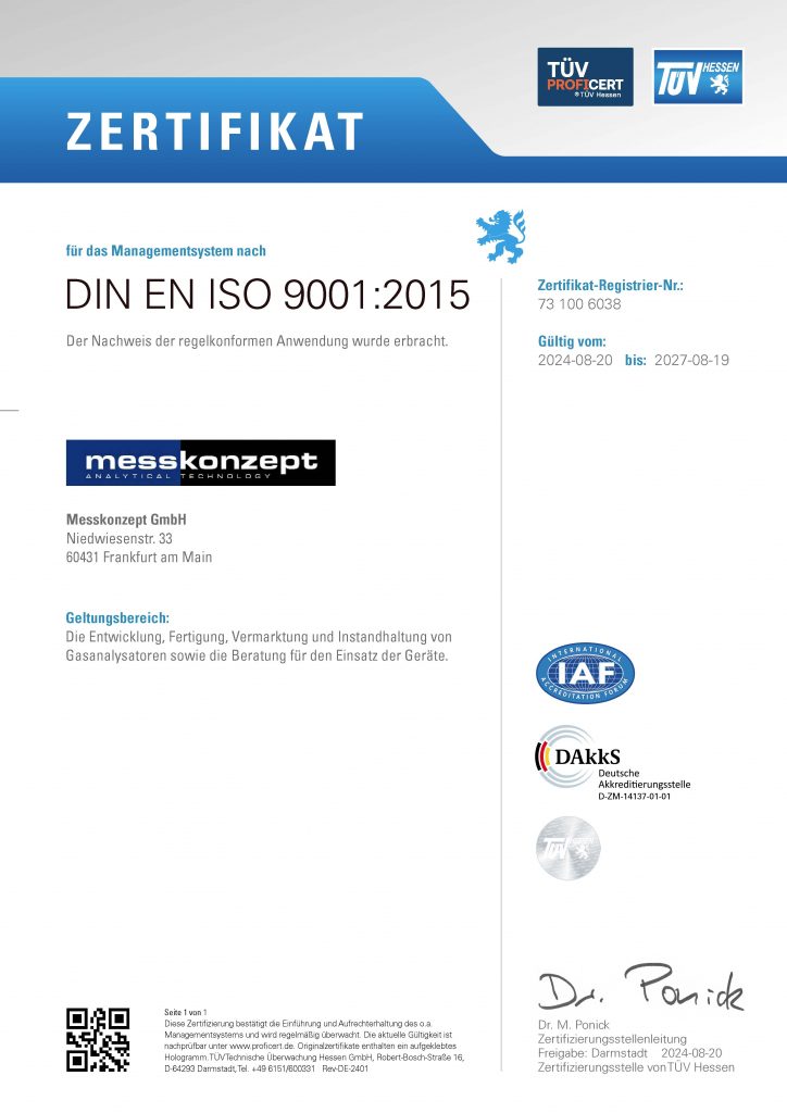 ISO 9001 certificate