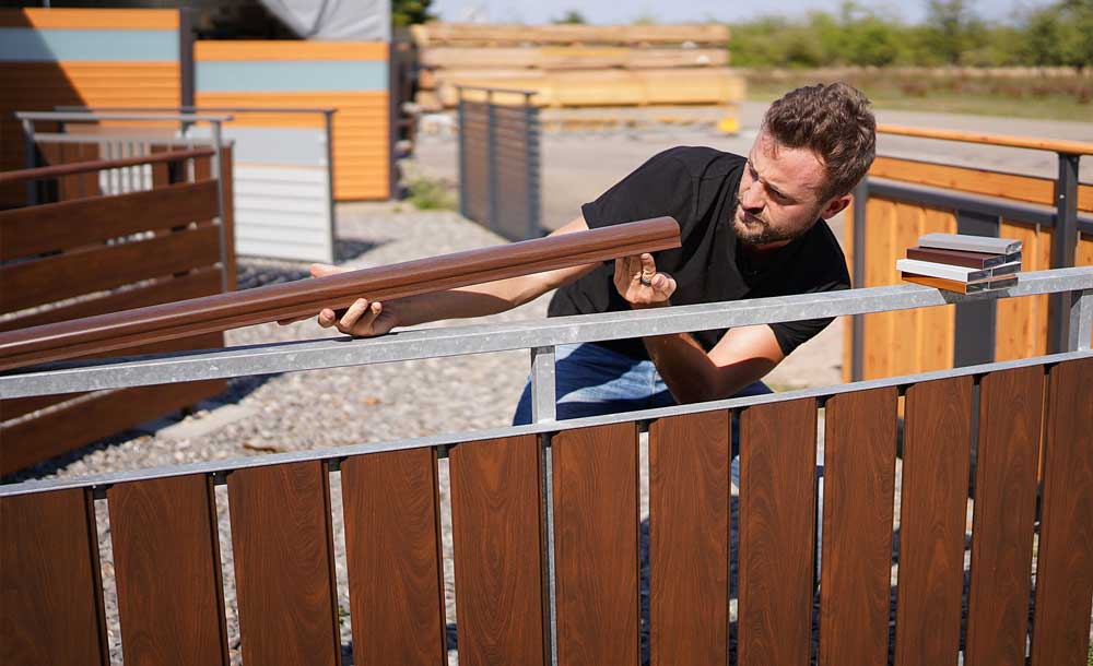 Balkongeländer Alu Holzoptik
