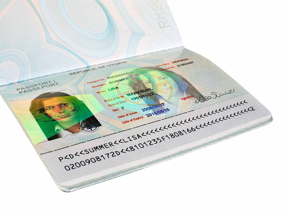 Farbdruck Datenseite Reisepass