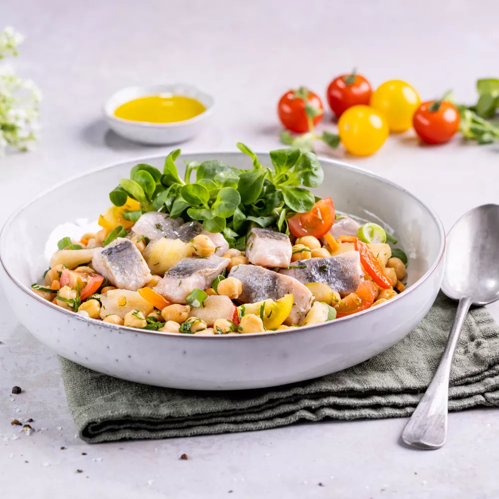 Kichererbsensalat mit Matjeshappen