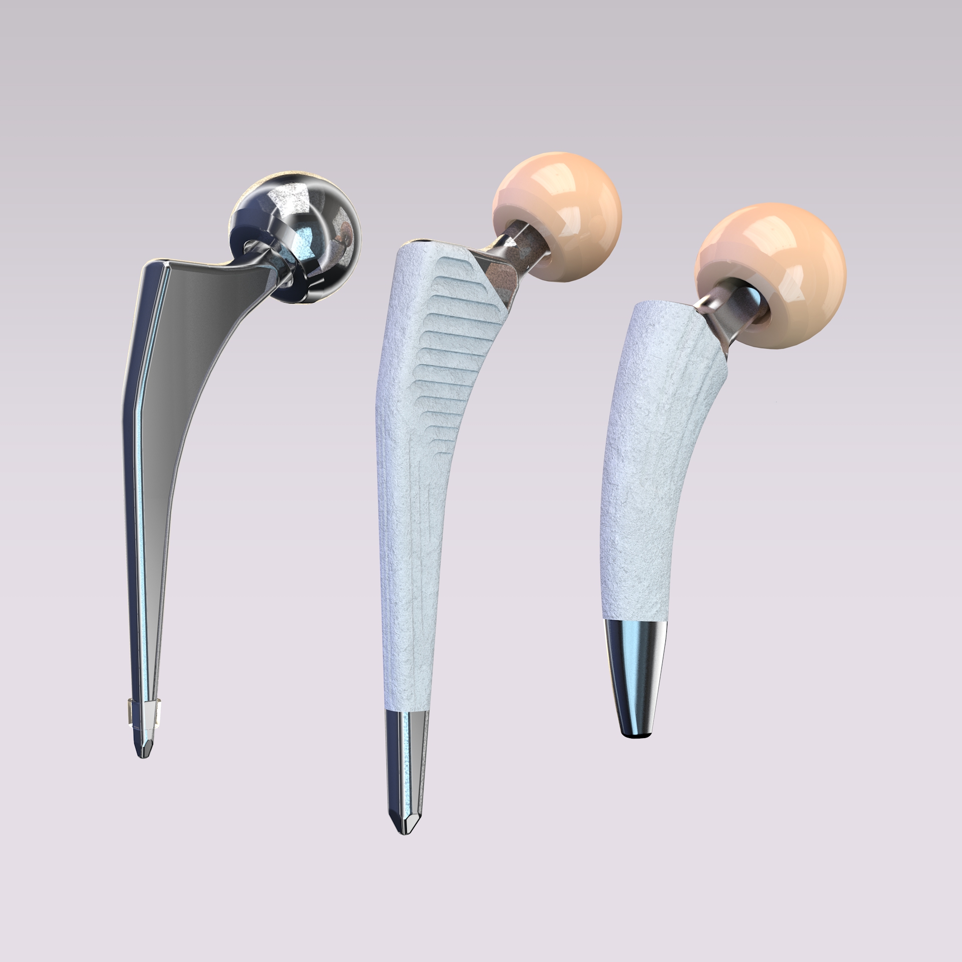 Pyramid hip stem, cementless
