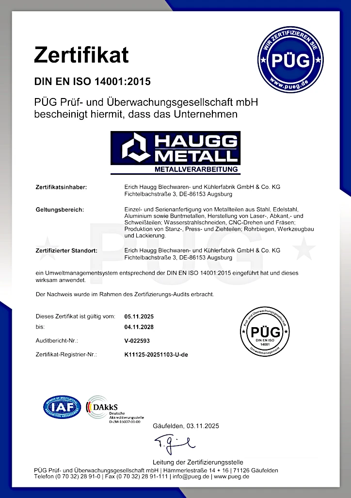 ISO-14001-Zertifikat