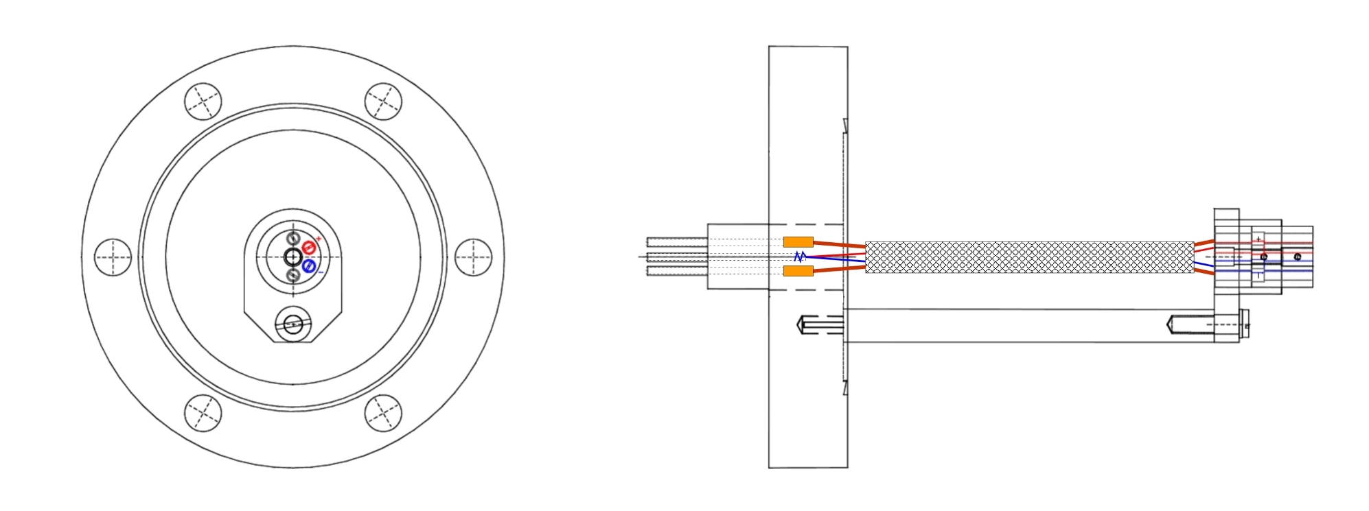 CF40-Flansch mit elektrischen Durchführungen