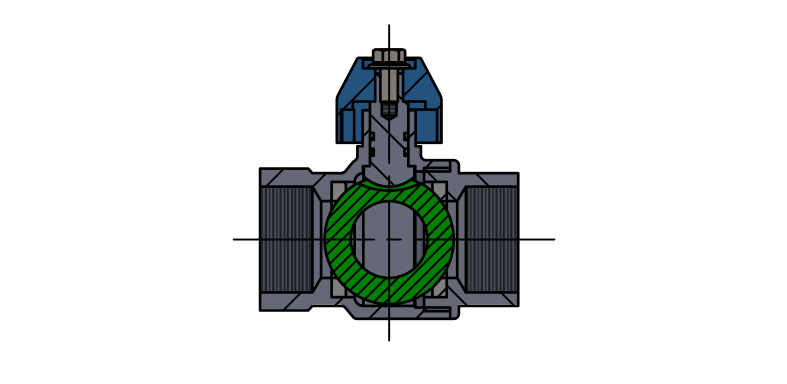 2-way ball valve closed (cross-section)