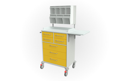 Endoskopiewagen mit Schubladen und Schütten