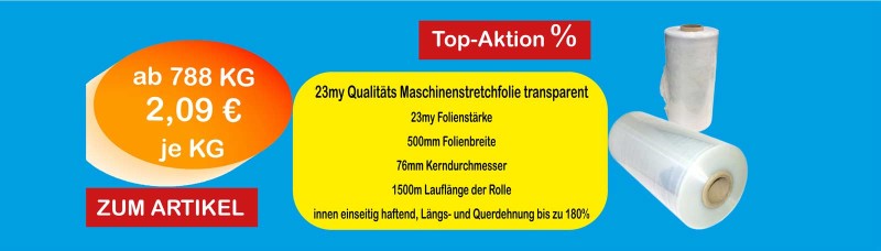 Maschinenstretchfolie transparent 500 mm breit