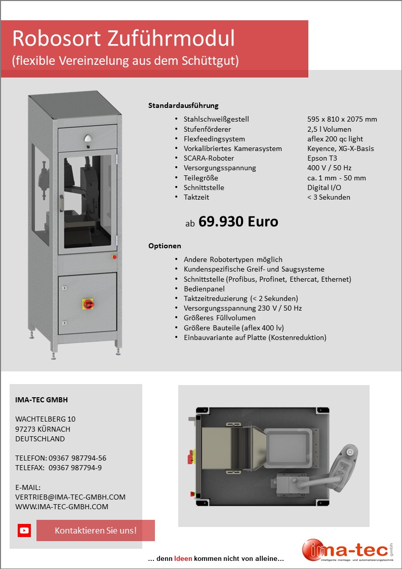Robosort Zuführmodul – flexible Vereinzelung aus Schüttgut (Teile ca. 1–50 mm)