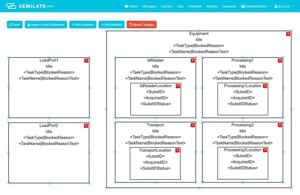 Substrate-, Locations- und Modulansicht