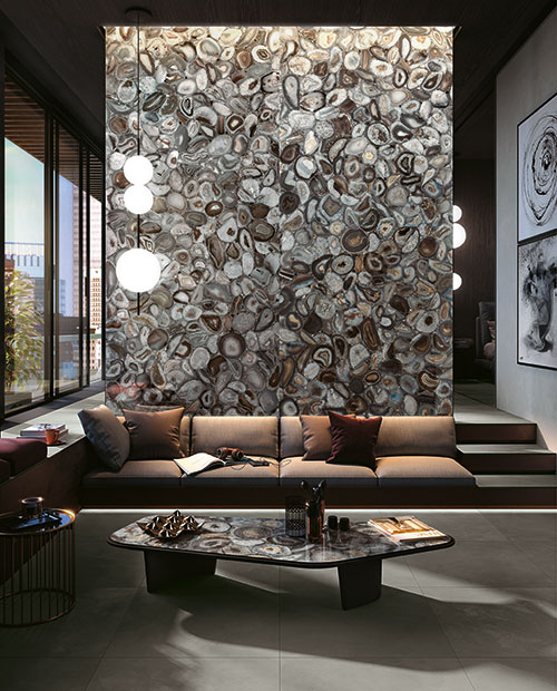 Wohnraum mit Designfliesen