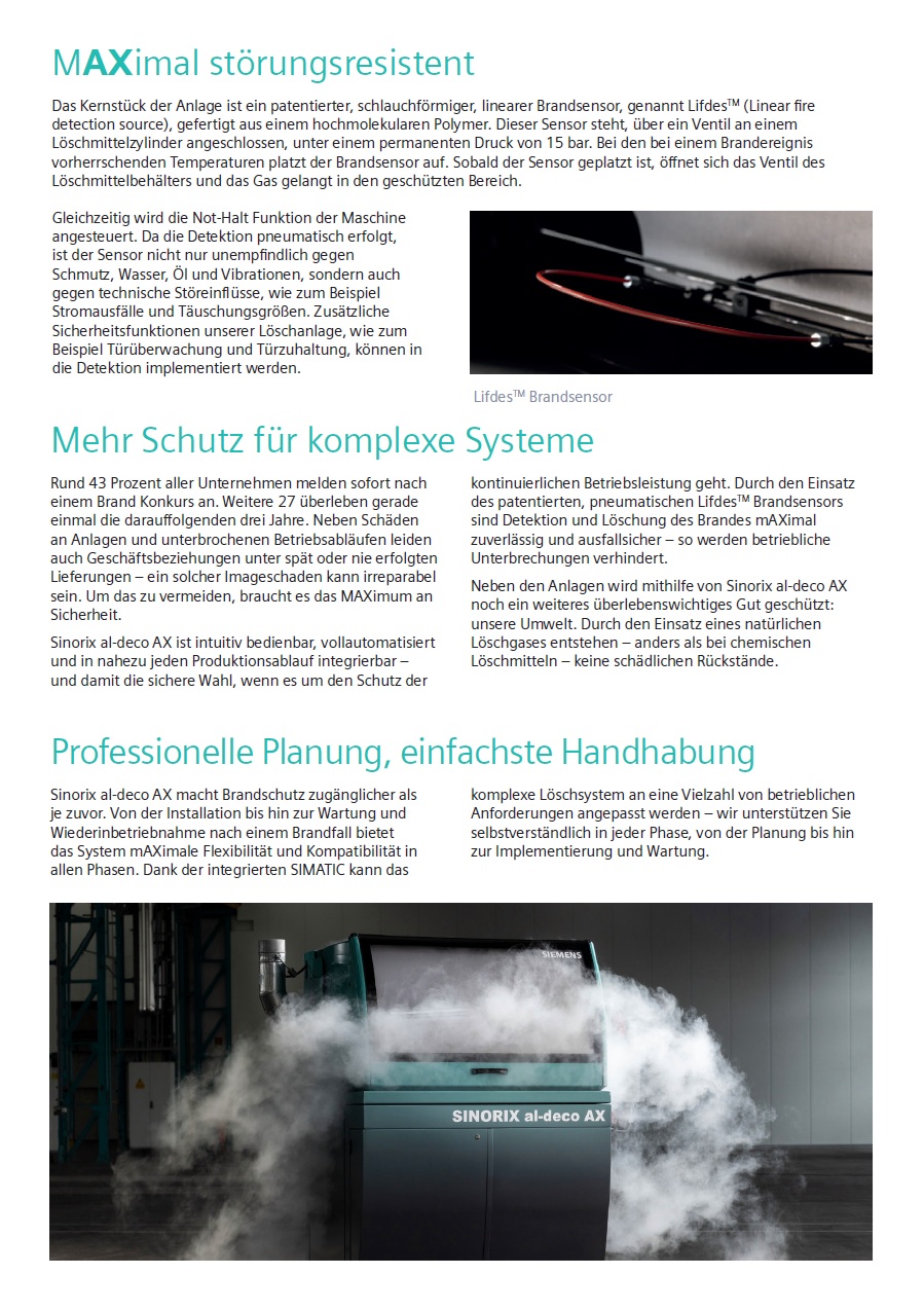 Sinorix al-deco AX Löschanlage