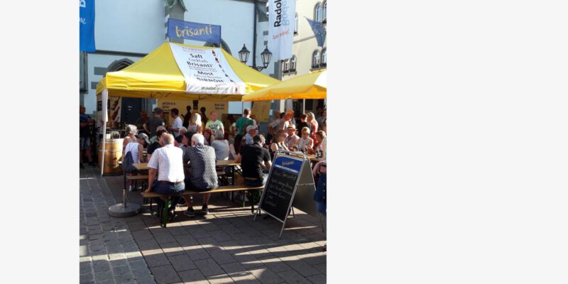 Stand der Streuobstmosterei auf Märkten und Festen