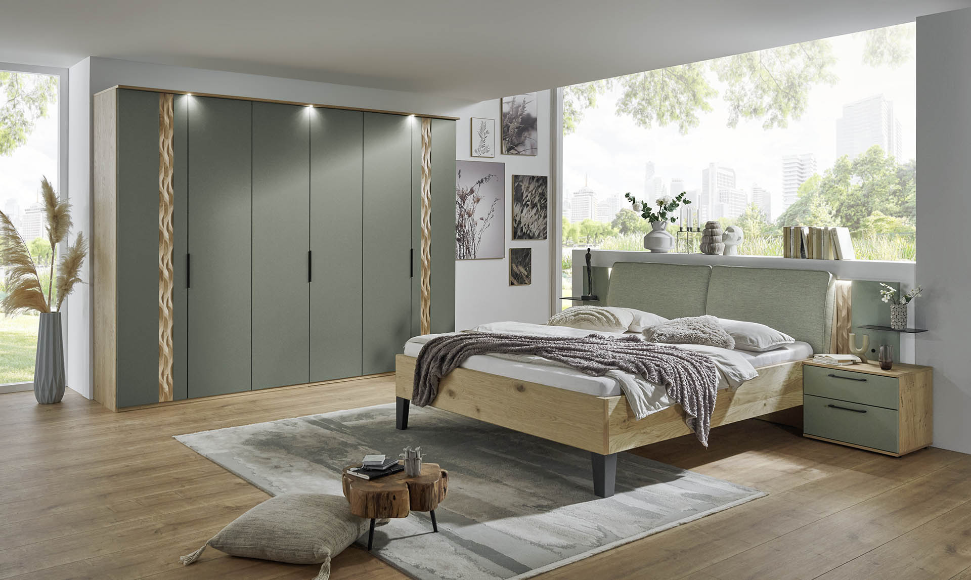 Callao Schlafzimmer mit grünem Kleiderschrank