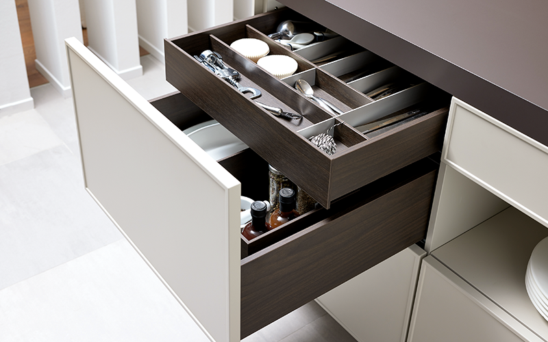 Drawers in dark wood