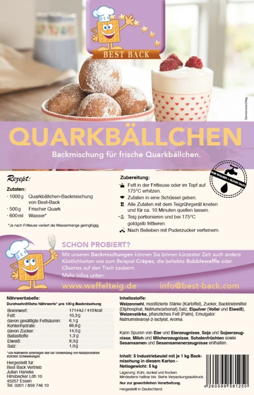 Label Quarkbällchen – 5x1kg