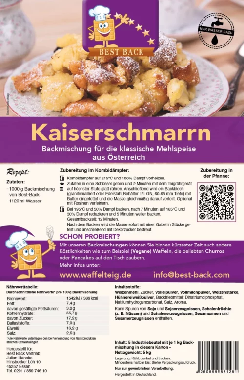 Label Kaiserschmarrn – Best-Back Vertrieb
