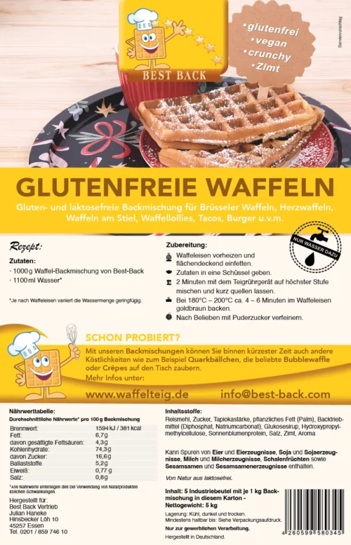 Label glutenfreie Waffeln – 5x1kg