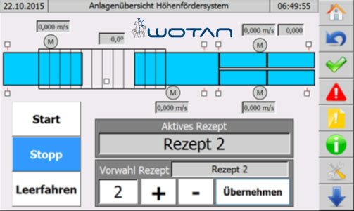 Bedienung und Steuerung mit 7" Touch-Panel
