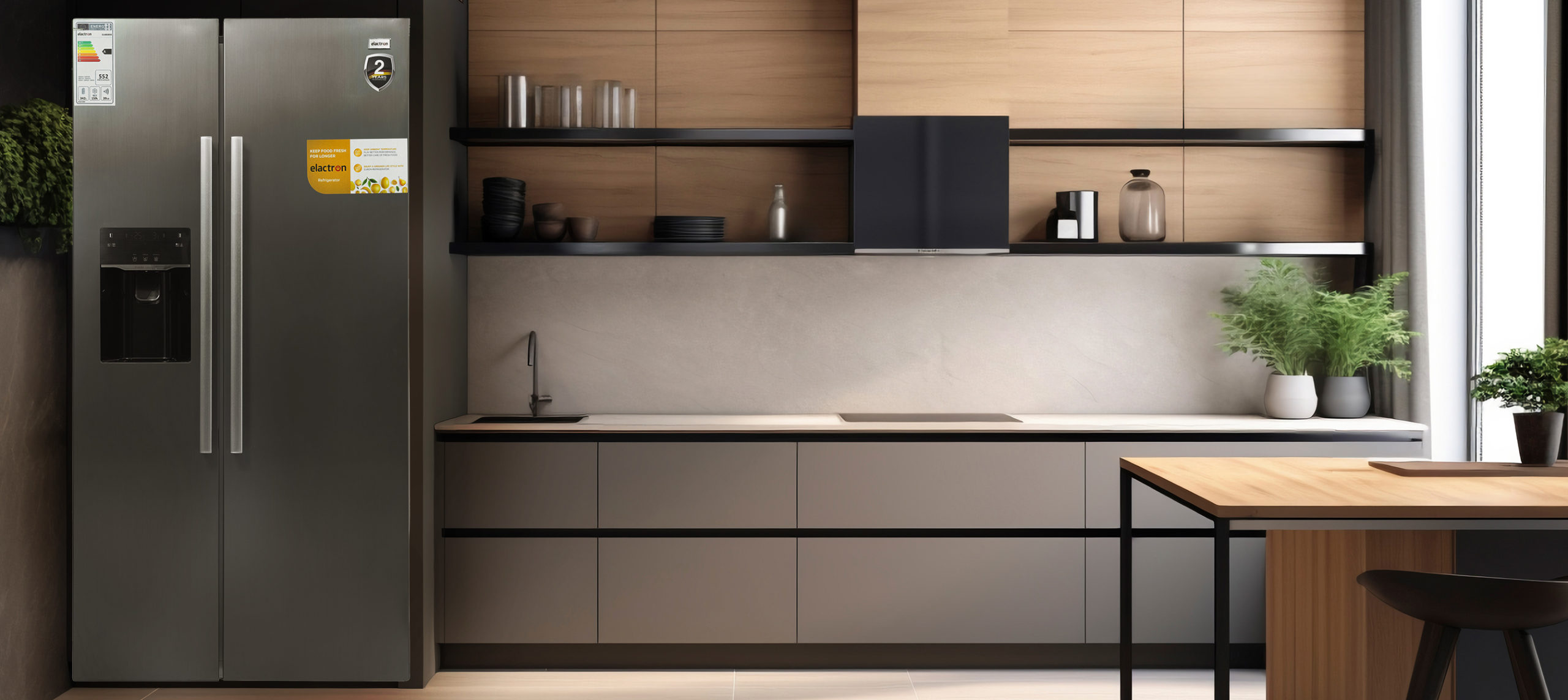 Side-by-Side-Kühlschrank mit Eiswürfelspender